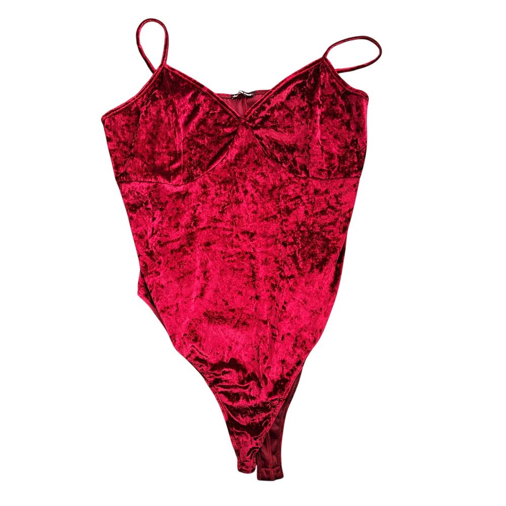 Charlotte Russe Red Crushed Velvet BodySuit Plus Size 3x Sexy
